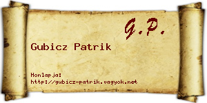 Gubicz Patrik névjegykártya